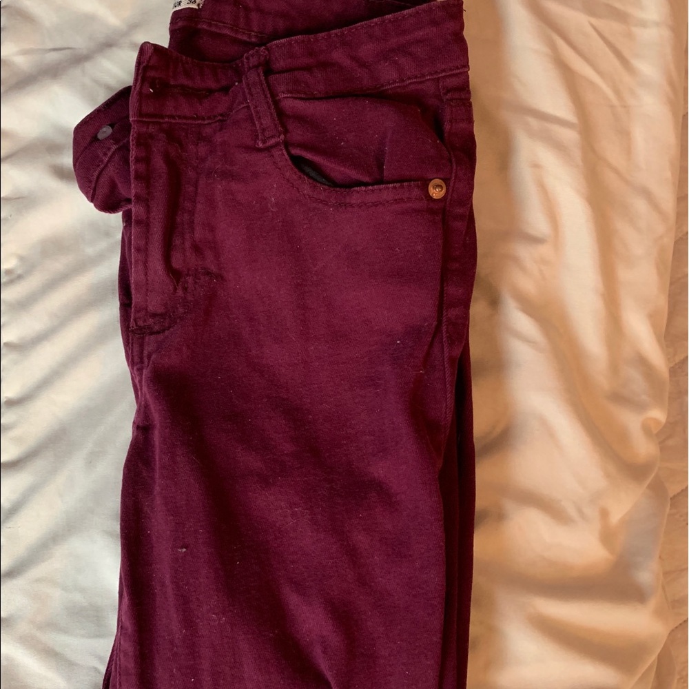 Maroon skinny jeans